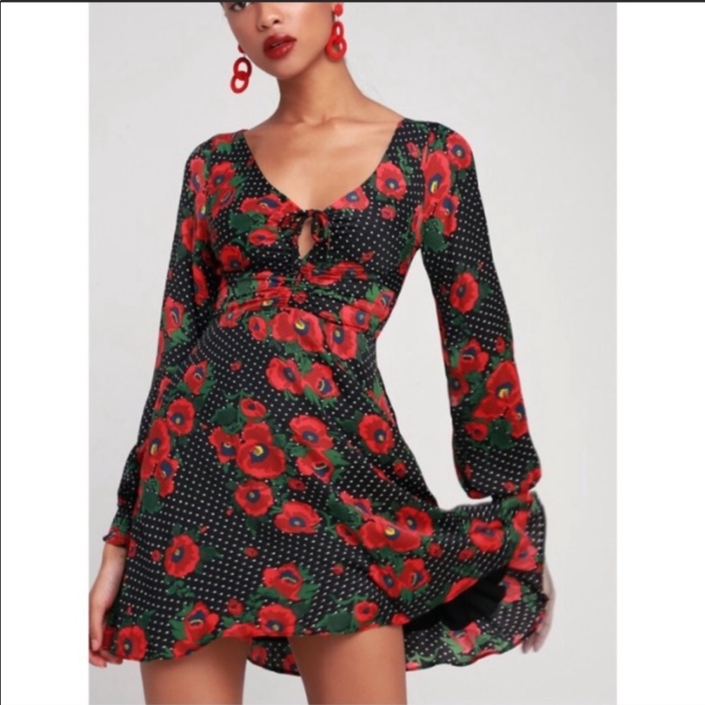 Free People Romantic Rouched Love Ruffle minidress